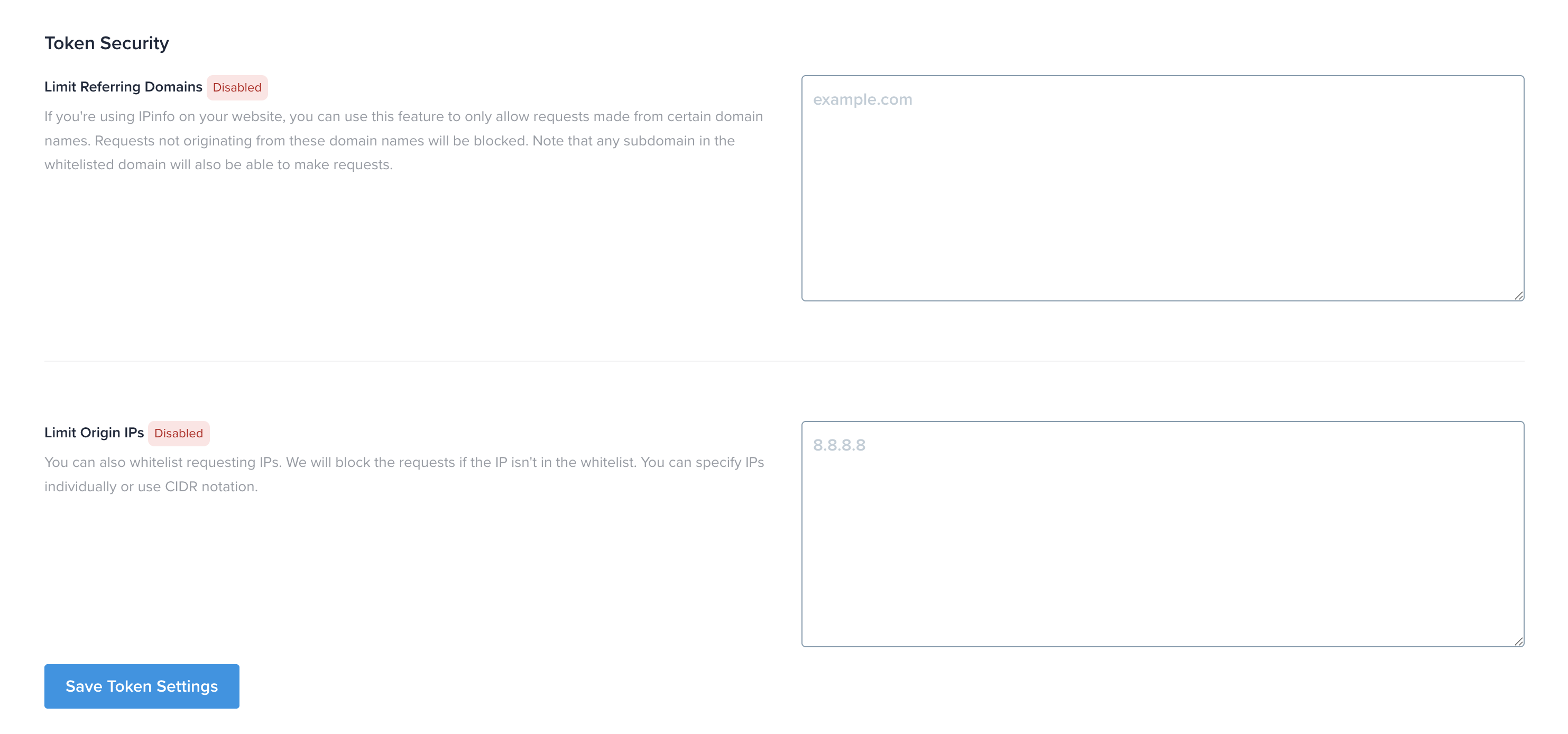 A screenshot of IPinfo's token security feature